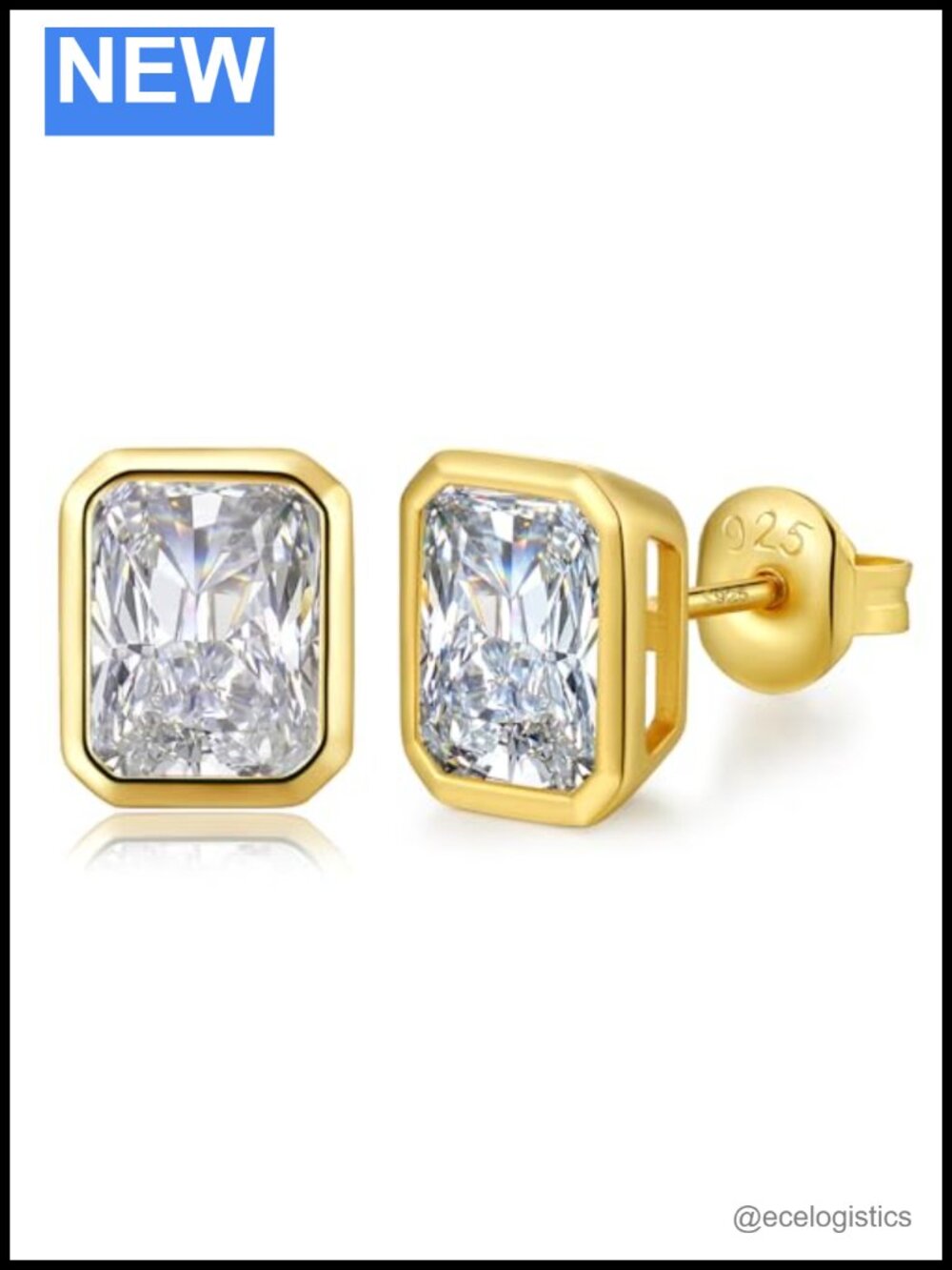 925 Sterling Silver CZ Stud Earrings Hypoallergenic Push Back Gift